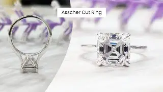 3.00 CT Asscher Cut Colorless Moissanite Engagement Ring, Cathedral Setting Ring, Bridal Ring Set