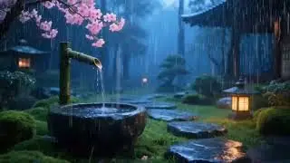 Soft Rain and Gentle Piano in a Zen Garden | Deep Sleep and Relaxation