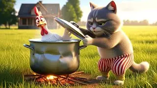 SHOCKING! Hungry Cat Hunts Chicken At Grandma's Farm