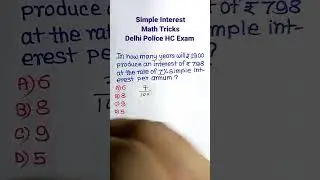 Simple interest Shortcuts/ Tricks / Solutions| Math for SSC CGL GD CHSL| #shorts