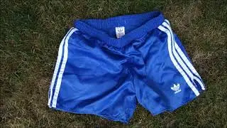 In the waiting list for the next burnings: shiny vintage blue Adidas Nylon Shorts!