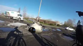 Bicycling down Northeast 33rd Drive in Portland