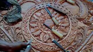 Handmade Woodworking Skill Wood Carving With Hand Tools - Wooden Bed Headboard Carving - Shamim khan
