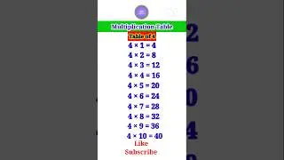 Multiplication table|table of 4|4 ka table|4 se 40 tak ka pahada|pahada|table#shorts#trending