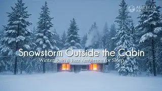 Snowstorm Outside the Cabin | Winter Rain & Jazz Ambience for Sleep