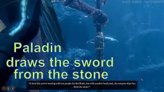 Paladin character draws the sword Phalar Aluve from the stone in Underdark, Baldur's Gate 3