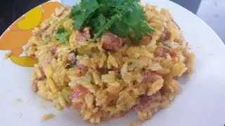 Risoto cremoso de calabresa, (do poder).