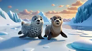 Six Skating Seals on Icy Trails | Winter Animal Song | Counting Rhymes and Preschool Learning