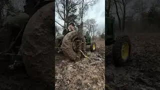 OUR TRACTOR GOT STUCK PT.2 #tractor #stuck #logcabin #cabin #bushcrafter #bushcraft #wood #woodwork