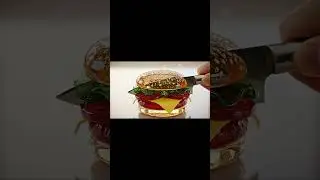 🔥 Cutting a Glass Hamburger &ndash; Satisfying ASMR Slice! 🔪 #shorts #asmr #hamburger #satisfying  #corte