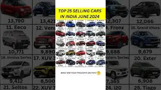 Top 25 Selling Cars of June 2024 in India  #indiancars #topsellingcars #tatapunch #marutisuzuki
