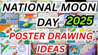 National Moon Day Drawing/Chandra Dinam Poster/Chandra Dinam Drawing Ideas