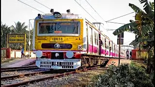 Newly Painted Colourful Pink Colour EMU Local Train Arrving & Departing Quickly | Eastern Railways