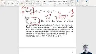 Introduction to Mathematical Statistics: Specific probability distributions (binomial)