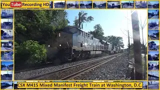 CSX M415 Mixed Manifest Freight Train at Washington, D.C. - YouTube Recording HD