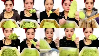 HEAVY MATCHA POWDER WITH ICE STICK FOAM ICE , CRUSHED ICE , ICE CHIPS , ICE EATING ASMR 💚🧊💚