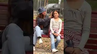 Kind woman helps little girl tie her hair #shorts