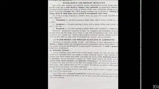 Water deficit & resistance