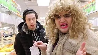 Russian Speaking  Mom goes food shopping for New Years with Son