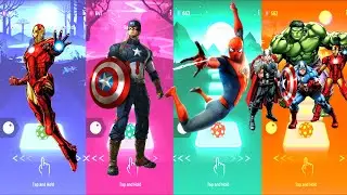 Iron Man 🆚 Captain America 🆚 Spiderman 🆚 Avengers | Marvel Heroes | Tiles Hop Fun Ball