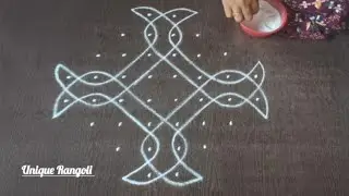 Latest sikku kolam with 8-2 straight dots🌻Easy Melikala muggu🌻Simple chikku muggu🌻Unique Rangoli
