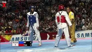Taekwondo Worlds 2005 Male Fly Semi Final - Bezhad Khodadad (Iran) v Dech Sutthikunkarn (Thailand)
