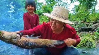 How to catch giant fish in small steam ponds and cook with your children