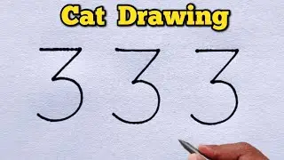 How to Draw a Cute Cat Using Only 333 | Easy Drawing Tutorial | Simple & Magical Number Art!