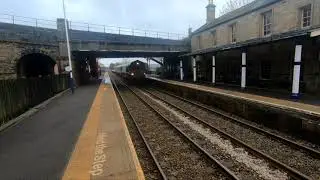 Class 90 Loco Convoy Passing Corbridge Feb 2018
