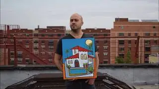 Spanish Villa Painting by Brooklyn Artist Paul Zepeda in the Studio with Wet Paint NYC
