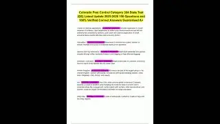 Colorado Pest Control Category 304 State Test QS Latest Update 2025 2026 100 Questions and 100 Verif