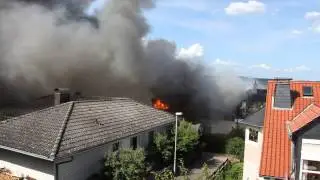 House burning in Walluf, Germany