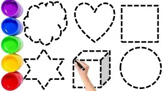 easy shape drawing, drawing circle shape smile emoji, sun triangle, preschoool learning videos002