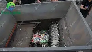 Waste cans briquettes processing magic weapon - automatic metal shredder work real shot #scraper