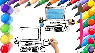 How To Draw cute Computer Drawing, Painting & Coloring For Kids and Toddlers_ Child Art 🐋🌈🎨