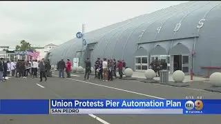 Hundreds Of Dockworkers Protest Against Driverless Trucks At Port Of LA