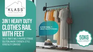 KLASS Portable Clothes Rail With Feet Assembly Video B0DMTNWMZD