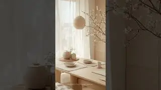 A Cozy Japandi-style breakfast nook with light wood table (@modernheritagehome )