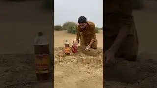 Extracting drinks 🍺 under sand desert#experiment #lifehacks #food #survival