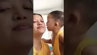 Baby kissing mom!😍 so sweet. #15monthsold #shorts #viral #toddlers #youtubeshorts #kissing