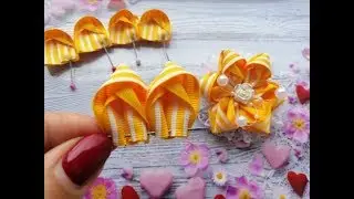 Милые бантики  из репса и кружева 2,5 см. МК / Bows of ribbons 2.5 cm / La&ccedil;os de fitas