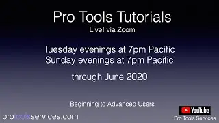 Free Pro Tools Live training sessions Every Sunday and Tuesday at 7pm Pacific!