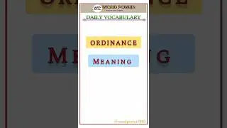 Ordinance meaning #shorts #shortsvideo #shortvideo