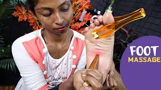 Foot Massage with Oil & Foot Massager Tool | Foot Scratching & Toe Cracking | ASMR