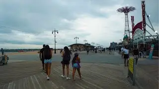 Brooklyn New York - 4K Summer Walk - Bolt Across the Coney Island Boardwalk