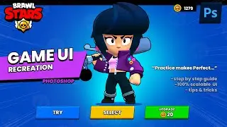 Practice makes perfect... Brawl Stars UI design Photoshop recreation! Game User Interface workflow.