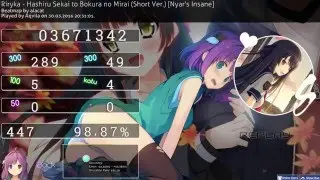 [Osu!] Riryka - Hashiru Sekai to Bokura no Mirai (Short Ver.) [Nyar's Insane] + DT FC 98,87%