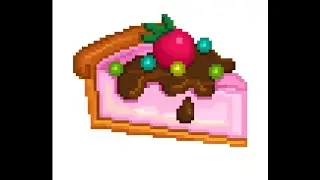 Pixel Art i colored Strawberry Pie 🥧🍓 with tiny ball & with chocolate sauce 🍫 # 149