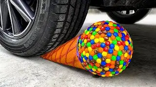 Experiment M&M Cone vs Car! Crushing Crunchy, Soft Things by Car! HP Crushing