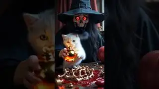 Kitten vs witch scary 🐾😱 | Cat Shorts | Cat #shorts #catvideos #horrorstories #horror #trending